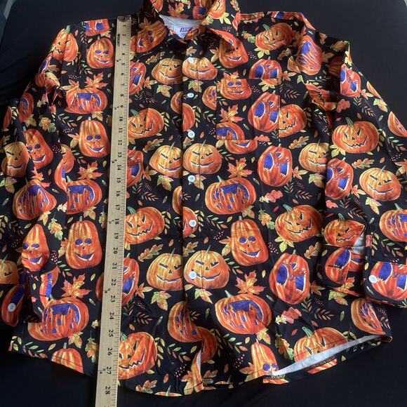 Arvil Hill Shirt Mens Small Black Orange Halloween Pumpkin Jack O Lantern Fall - Picture 8 of 9